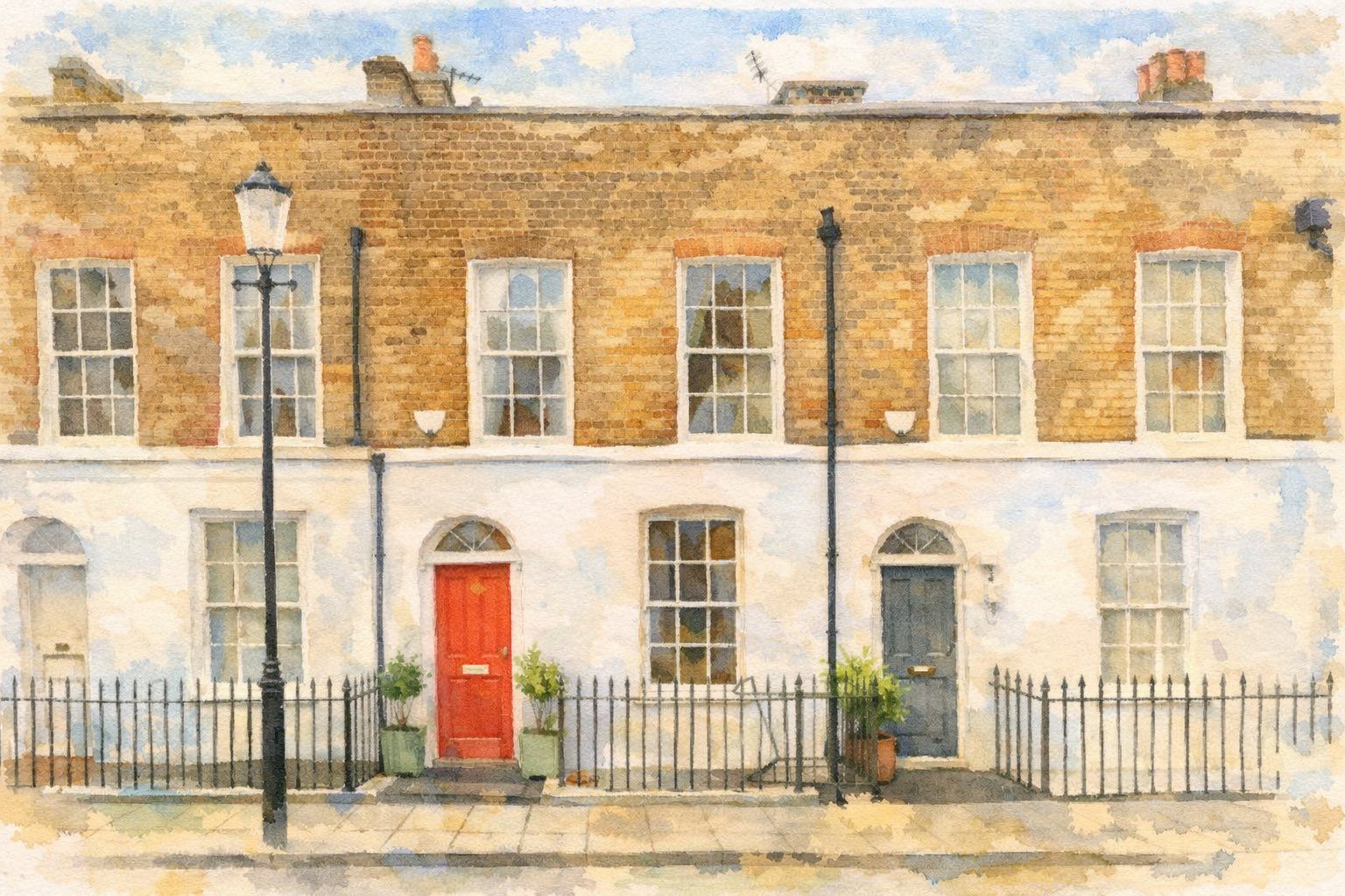 St Luke's area houses watercolour