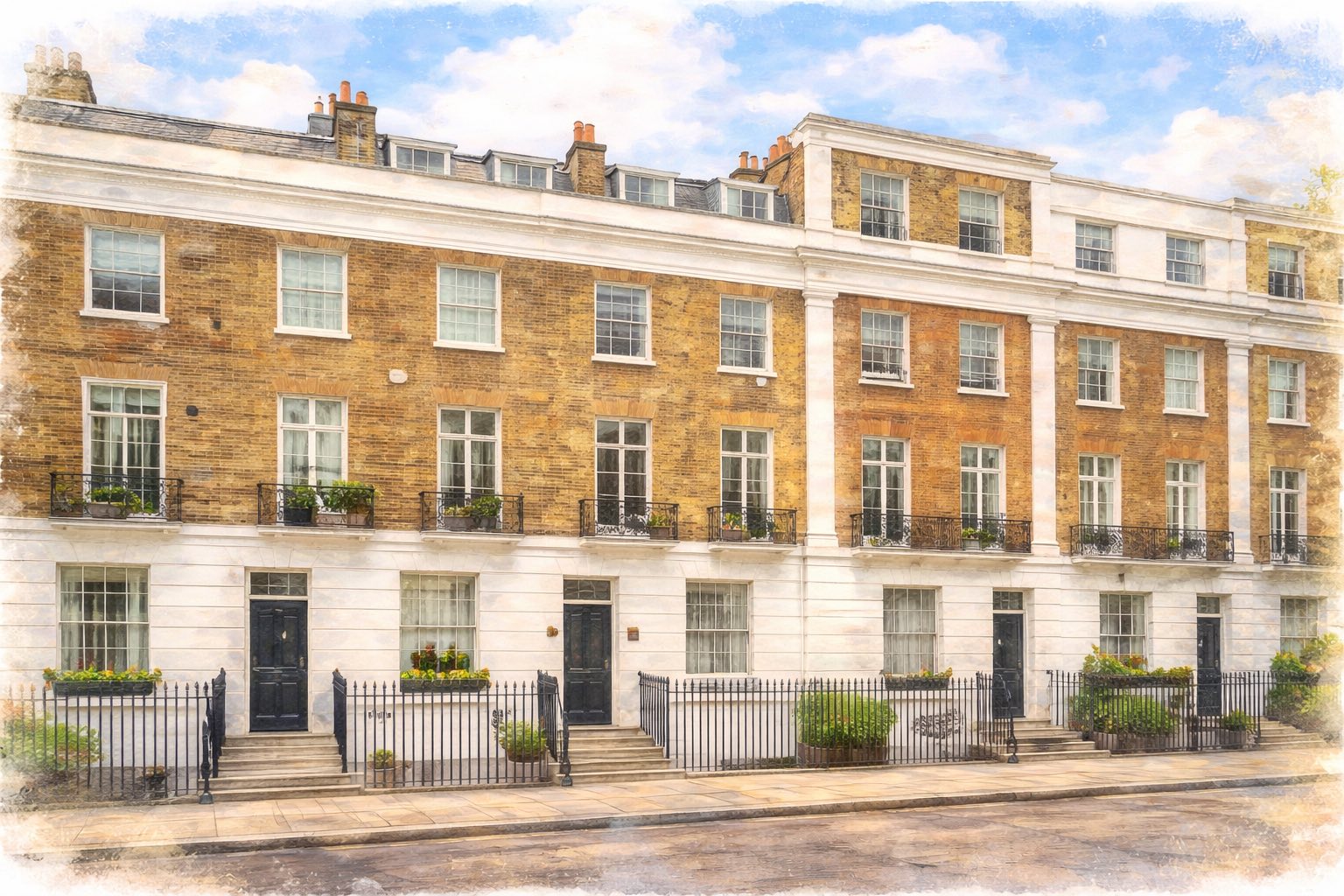 St Luke's area houses watercolour